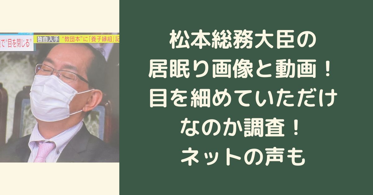 松本総務大臣の居眠り画像！目を細めていただけなのか調査！ネットの声も